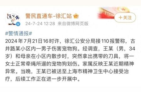 男子小区内暴力划伤宠物狗，警方通报事件细节